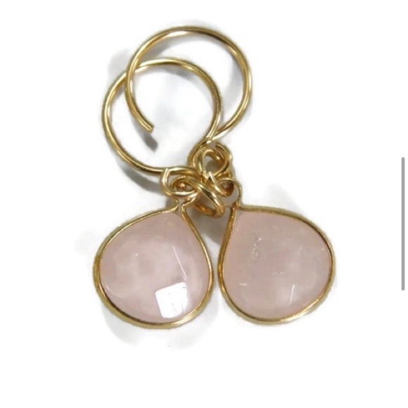 Genuine Rose Quartz Teardrop Earrings - Picture 1 of 4